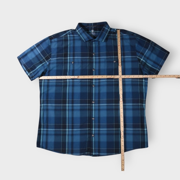 Kuhl Born In The Mountains Mens XL Blue Plaid Shirt Moisture Wicking Lightweight - Picture 4 of 7